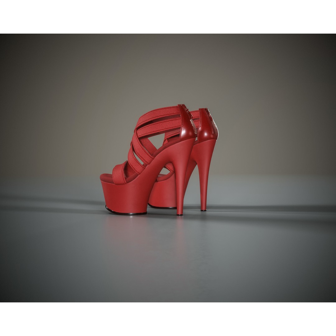 Banded Platform Shoes 3D Model – Low Poly Game-Ready Asset, FBX, OBJ - View 16