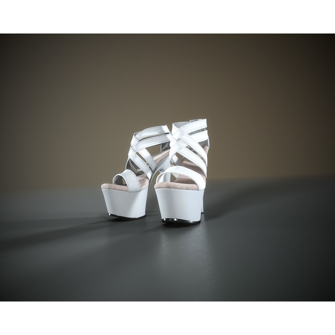 Banded Platform Shoes 3D Model – Low Poly Game-Ready Asset, FBX, OBJ - View 18