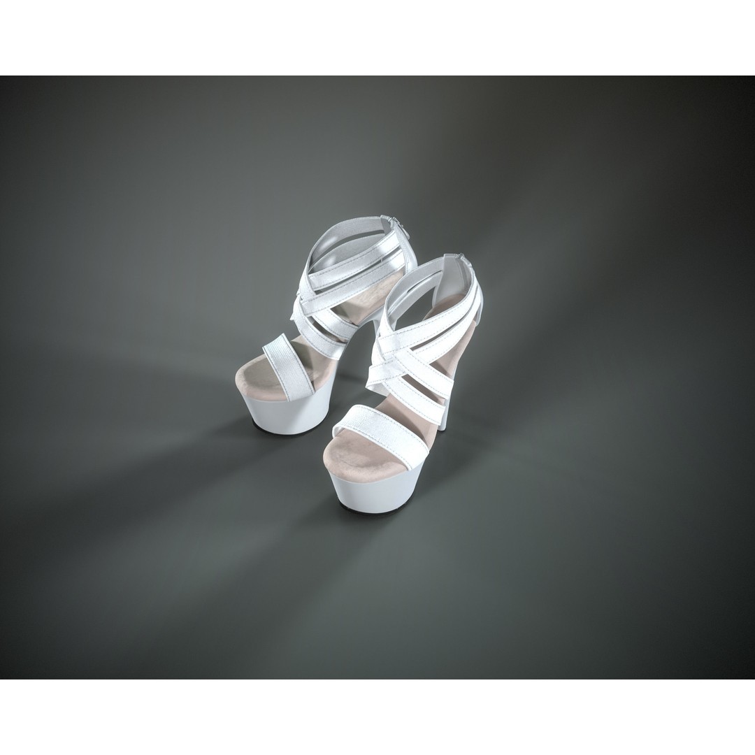 Banded Platform Shoes 3D Model – Low Poly Game-Ready Asset, FBX, OBJ - View 19