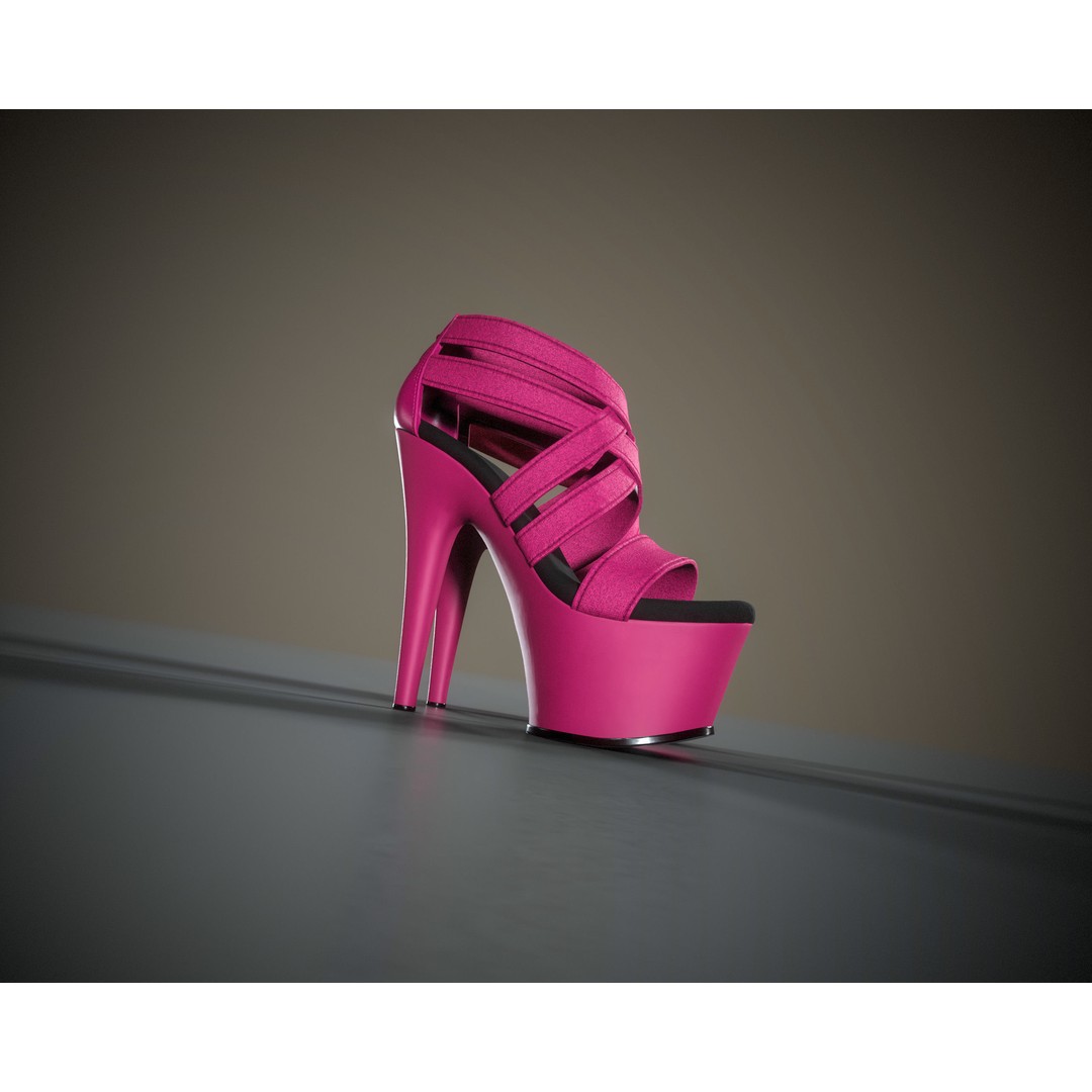 Banded Platform Shoes 3D Model – Low Poly Game-Ready Asset, FBX, OBJ - View 5