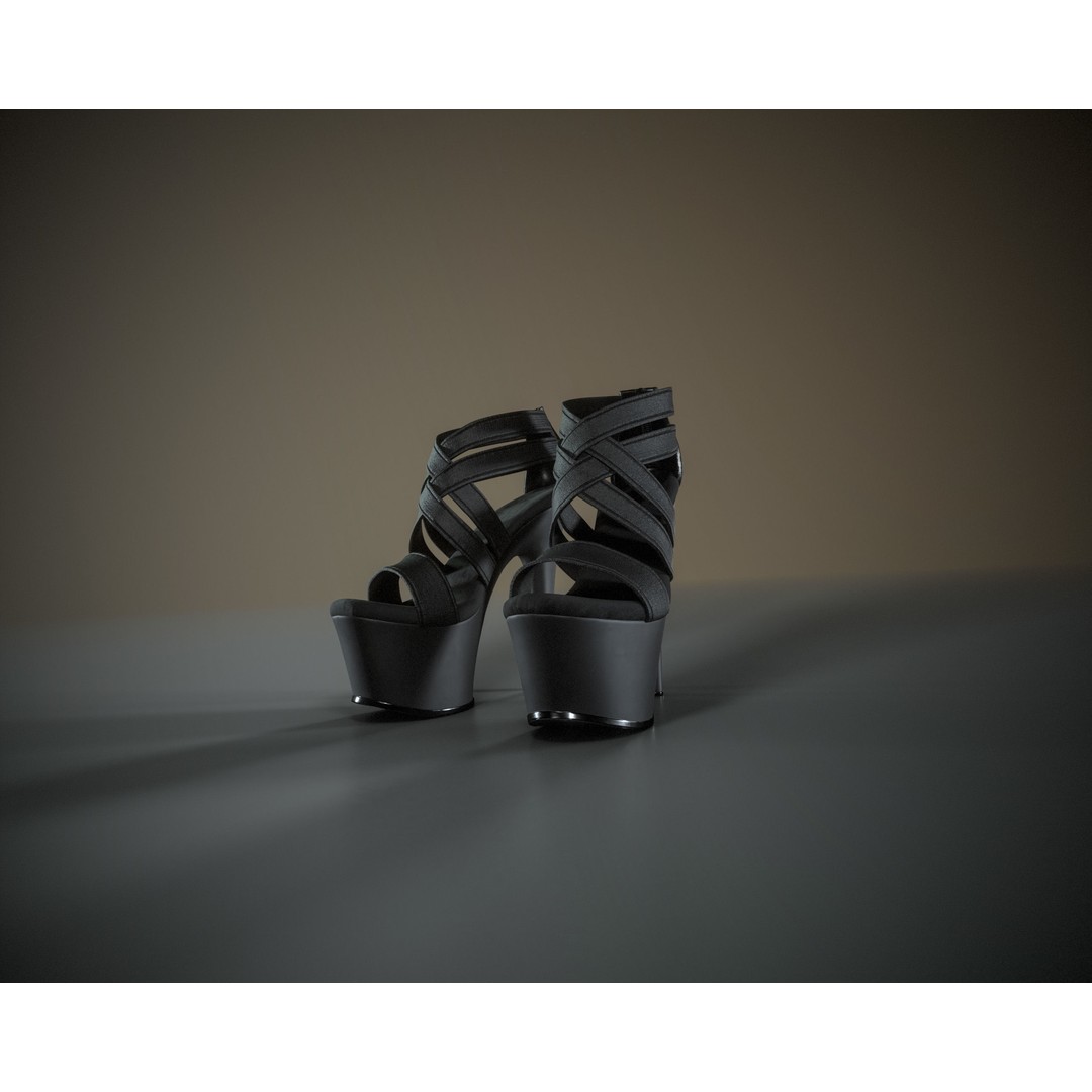 Banded Platform Shoes 3D Model – Low Poly Game-Ready Asset, FBX, OBJ - View 8