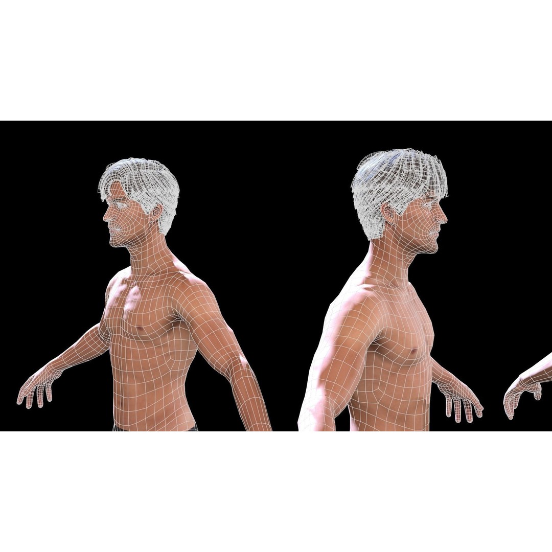 Male Character 3D Model – Low Poly Game Asset, Rigged, PBR - View 11