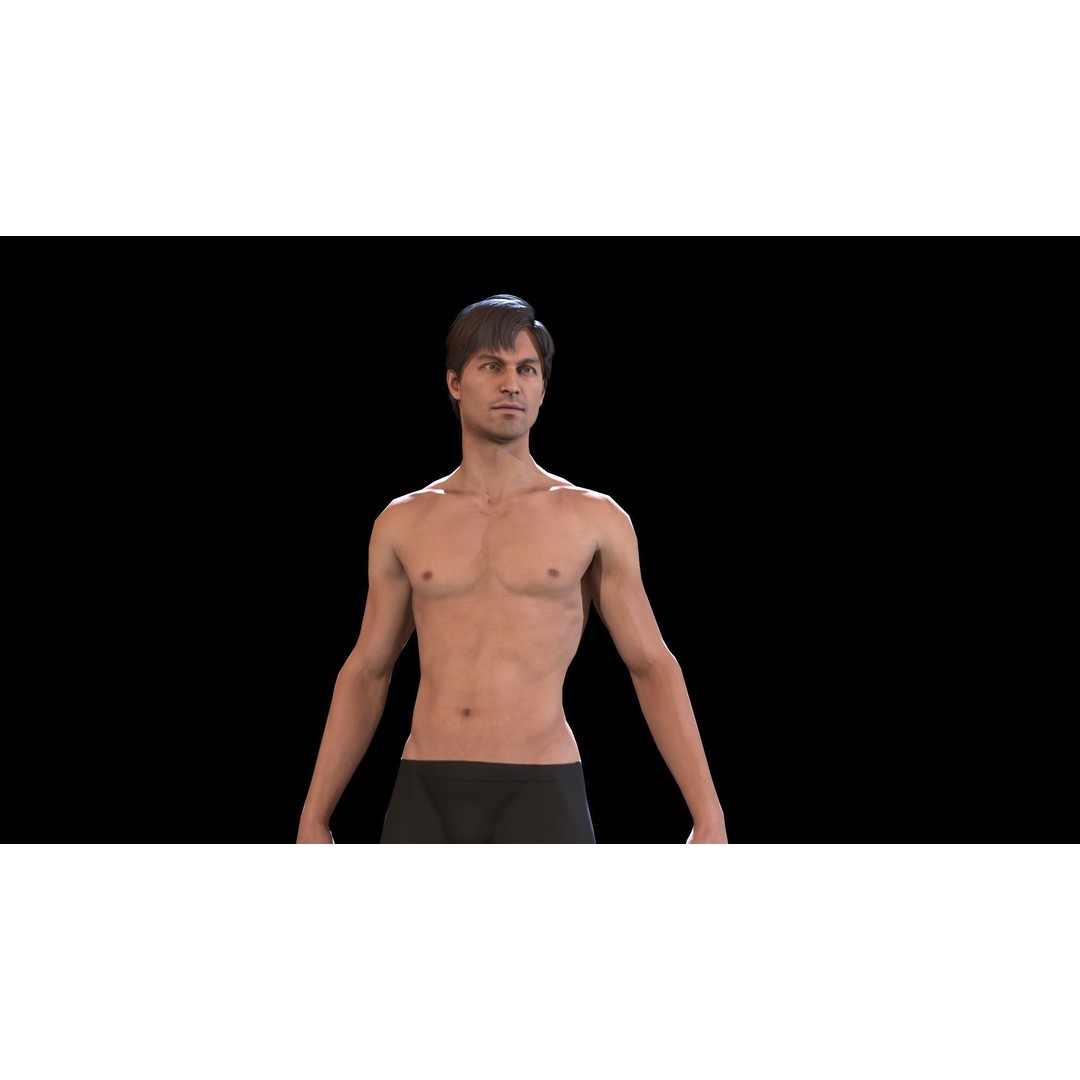 Male Character 3D Model – Low Poly Game Asset, Rigged, PBR - View 3