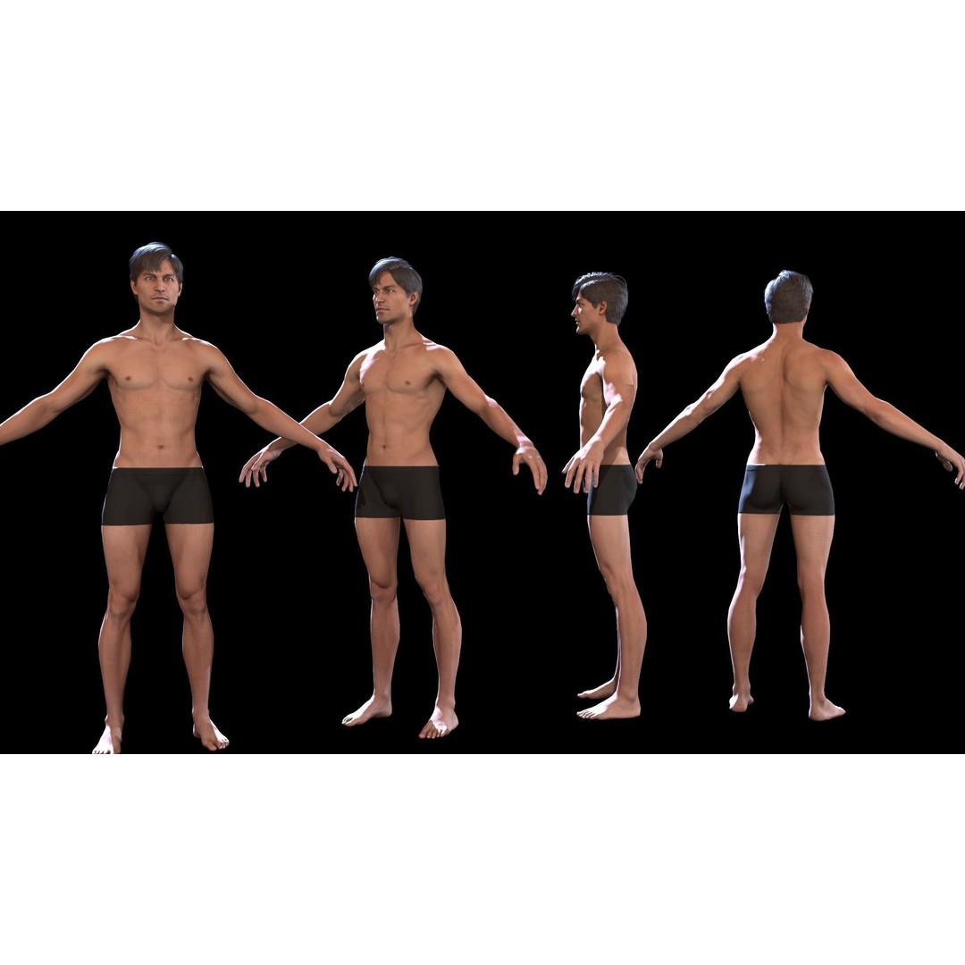 Male Character 3D Model – Low Poly Game Asset, Rigged, PBR - View 4