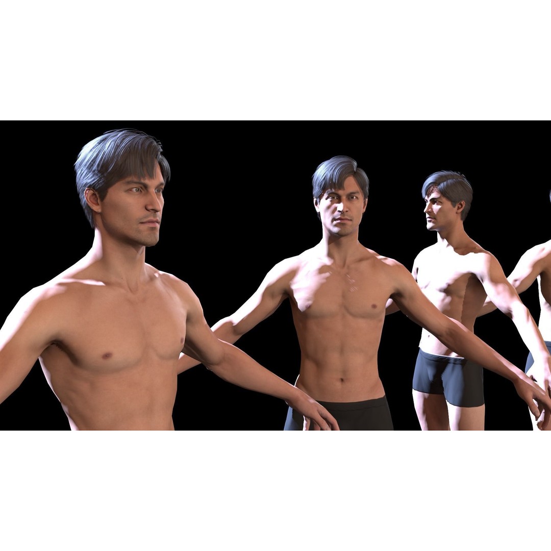 Male Character 3D Model – Low Poly Game Asset, Rigged, PBR - View 8