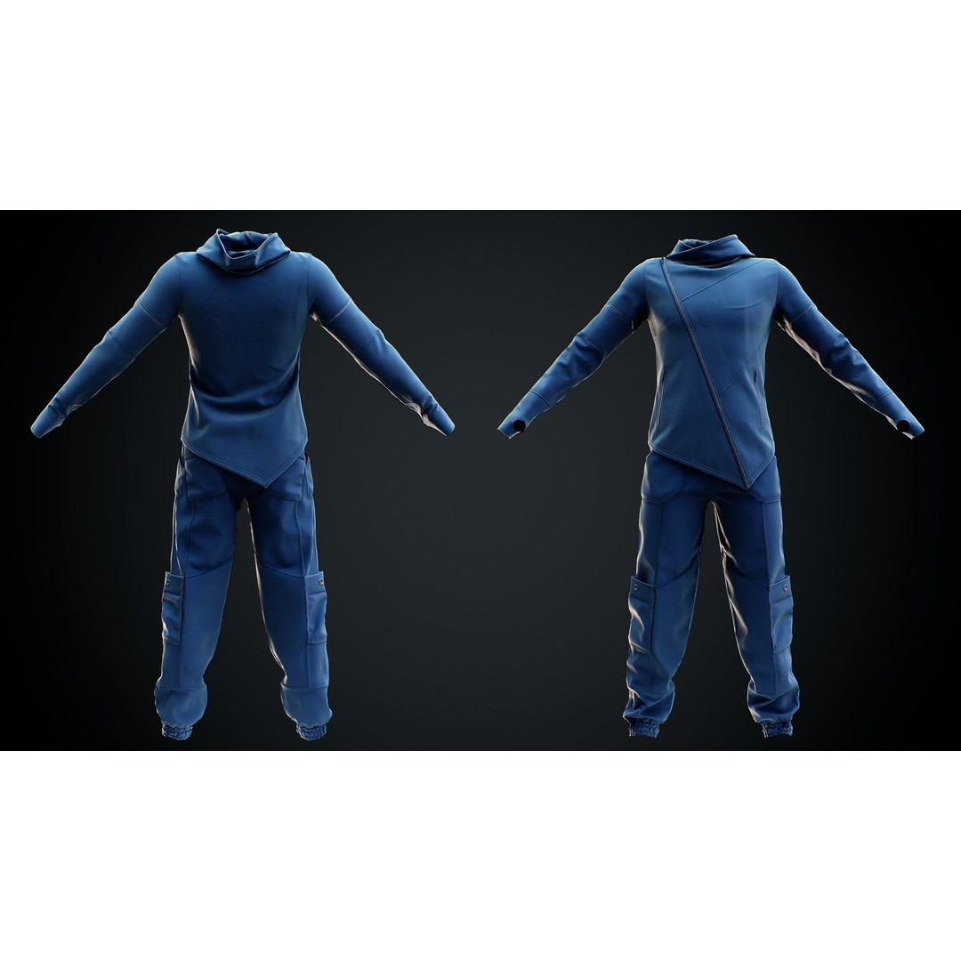 Sport Outfit 3D Model – Low Poly Game Asset with PBR Textures, FBX - View 3