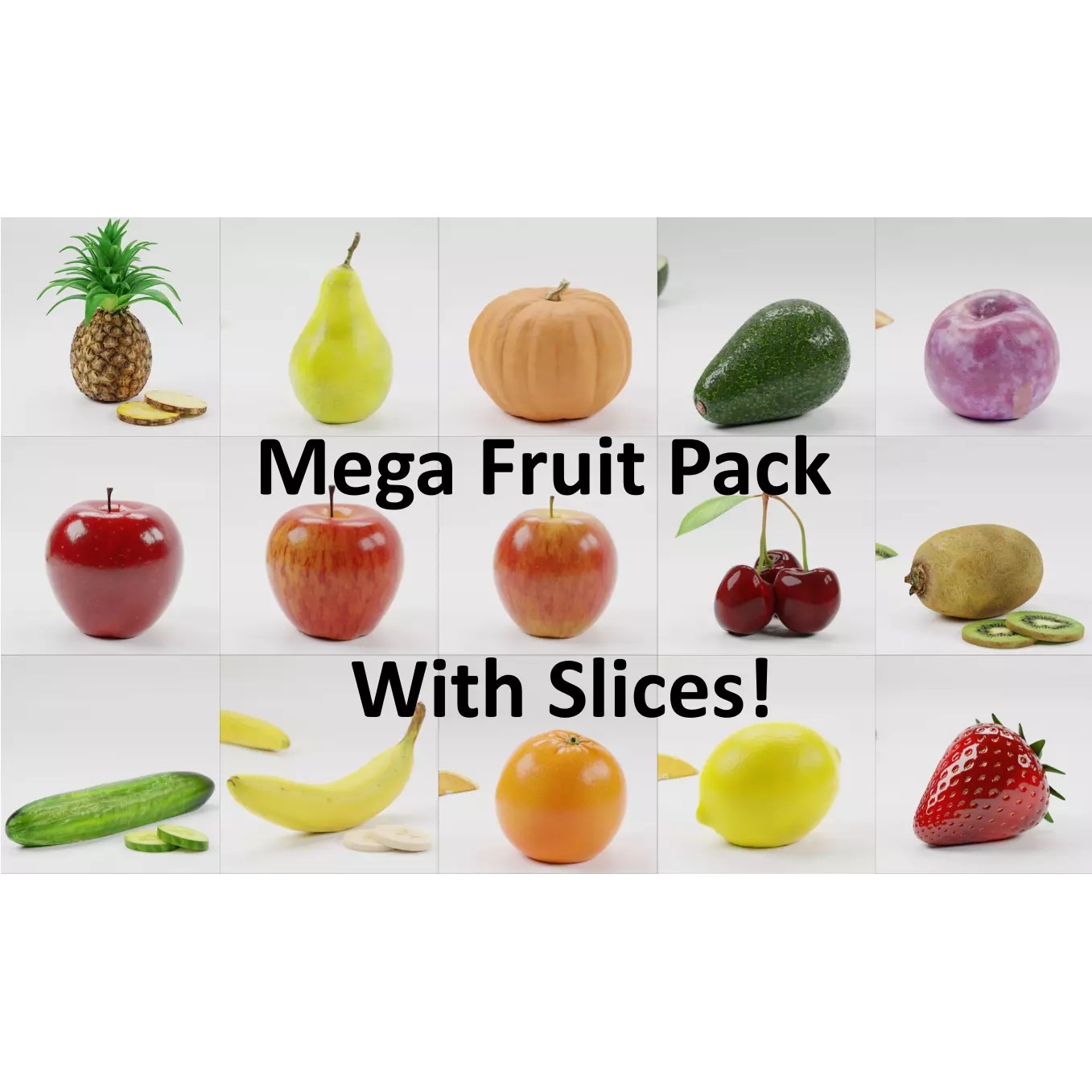 Mega Fruit Pack - Low-Poly Game-Ready 3D Model - View 2