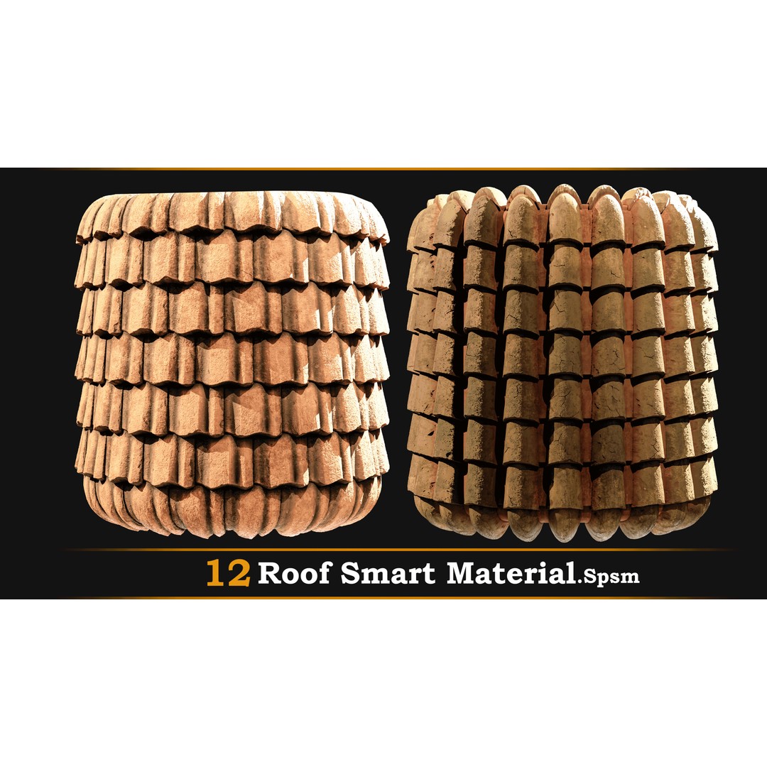 Stylized Roof Smart Material 3D Model – 12 High-Quality Textures, SPSM - View 10