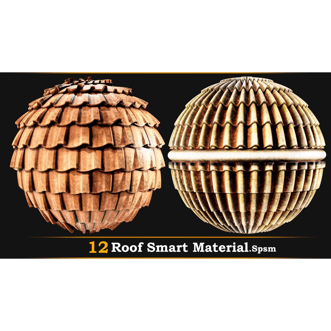 Stylized Roof Smart Material 3D Model – 12 High-Quality Textures, SPSM - View 11