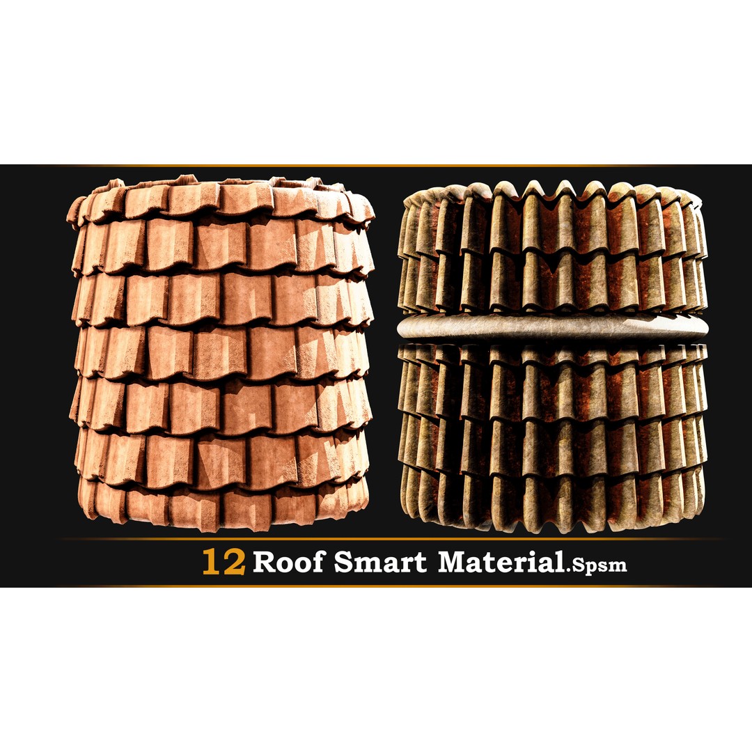 Stylized Roof Smart Material 3D Model – 12 High-Quality Textures, SPSM - View 12