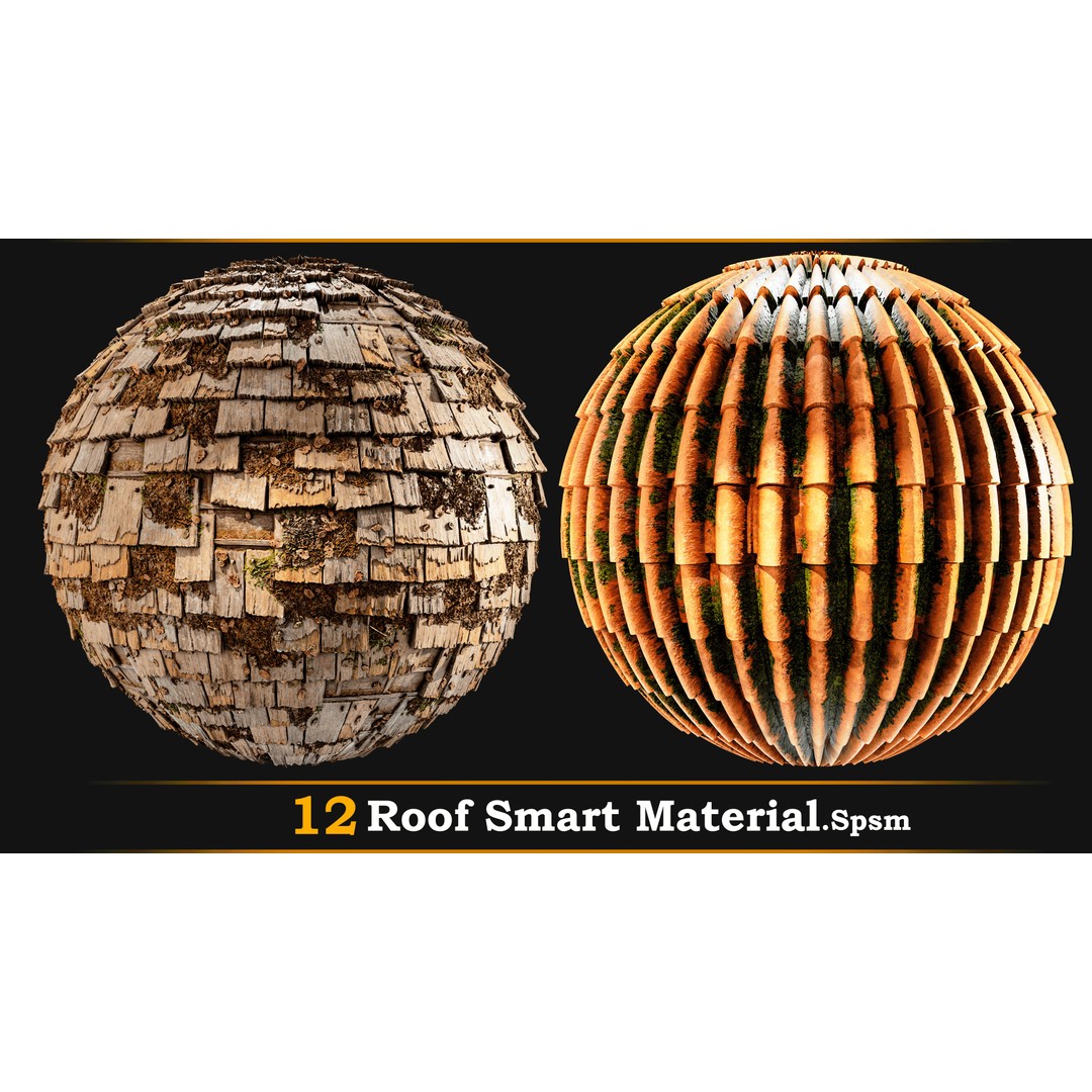Stylized Roof Smart Material 3D Model – 12 High-Quality Textures, SPSM - View 13