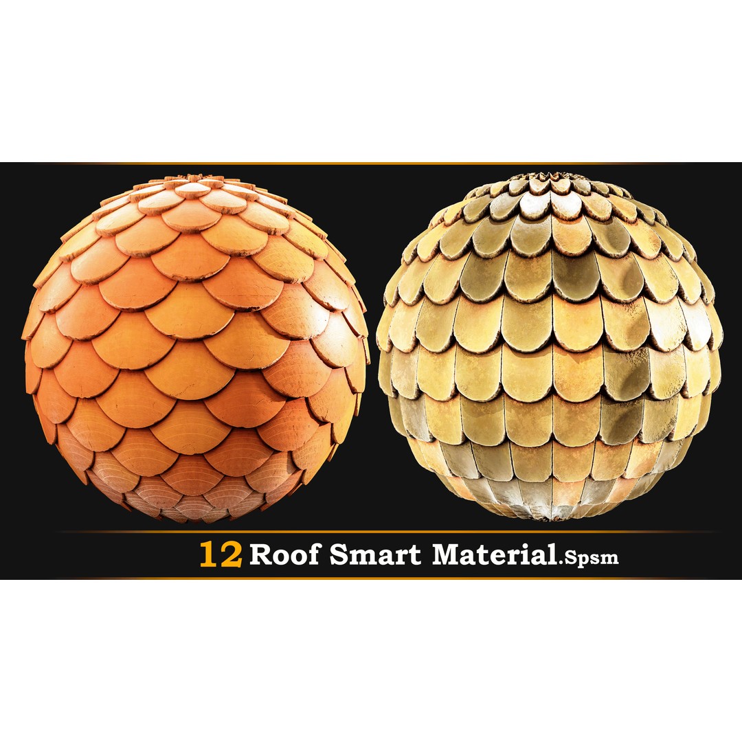 Stylized Roof Smart Material 3D Model – 12 High-Quality Textures, SPSM - View 3