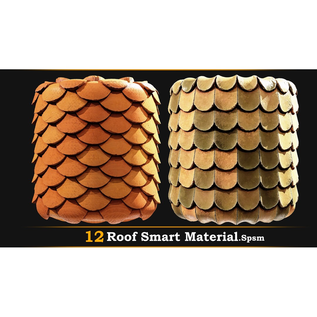 Stylized Roof Smart Material 3D Model – 12 High-Quality Textures, SPSM - View 4