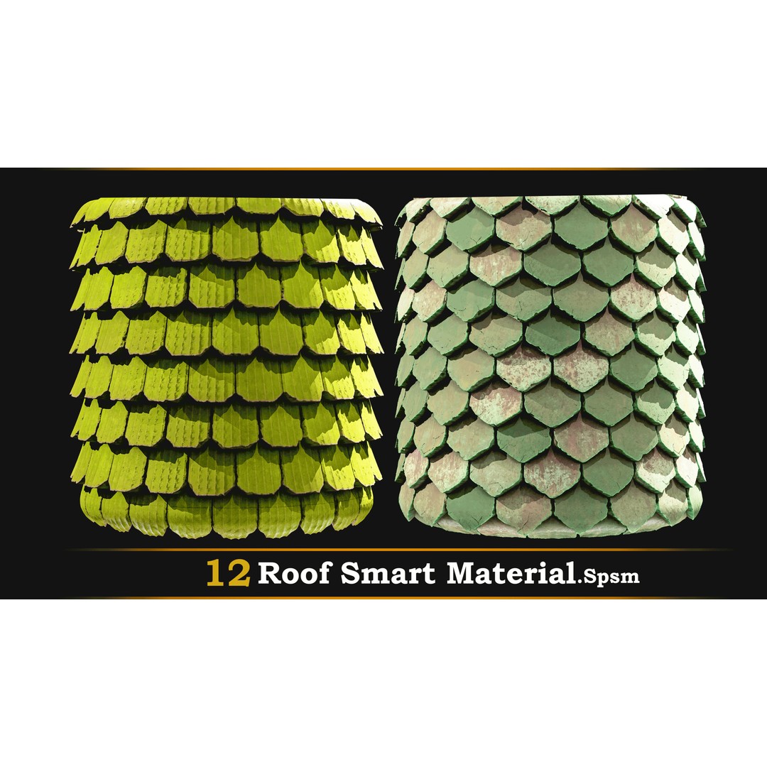Stylized Roof Smart Material 3D Model – 12 High-Quality Textures, SPSM - View 6