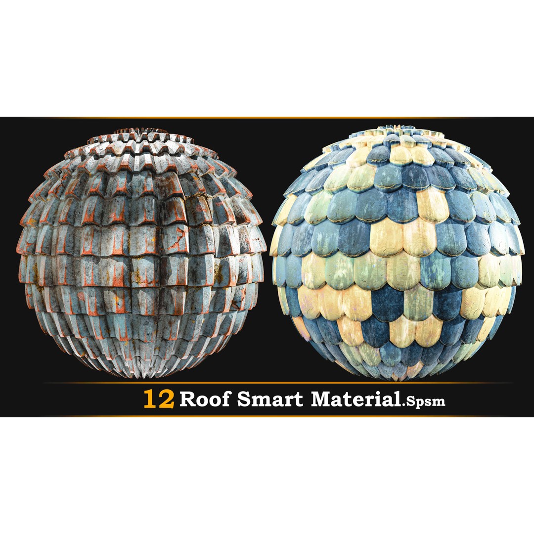 Stylized Roof Smart Material 3D Model – 12 High-Quality Textures, SPSM - View 7