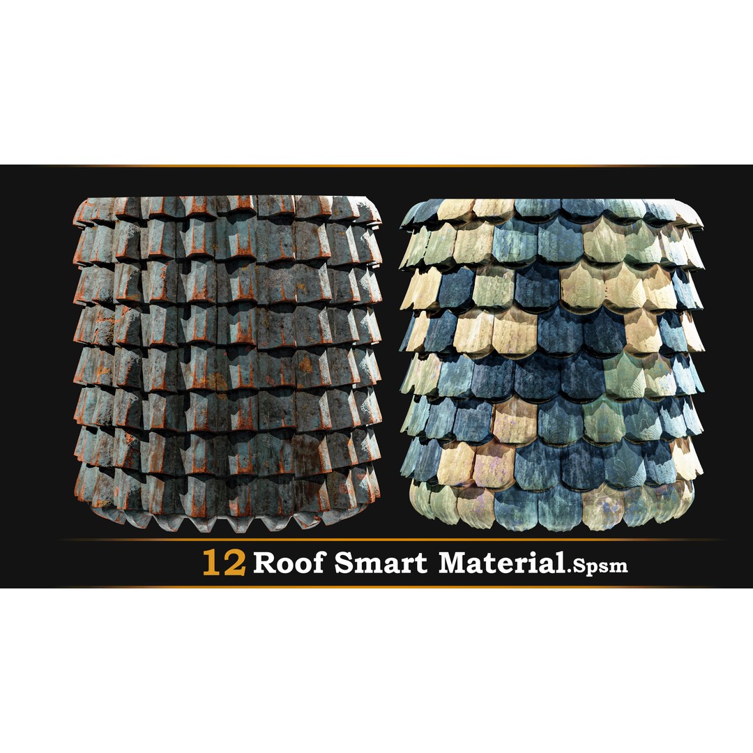 Stylized Roof Smart Material 3D Model – 12 High-Quality Textures, SPSM - View 8