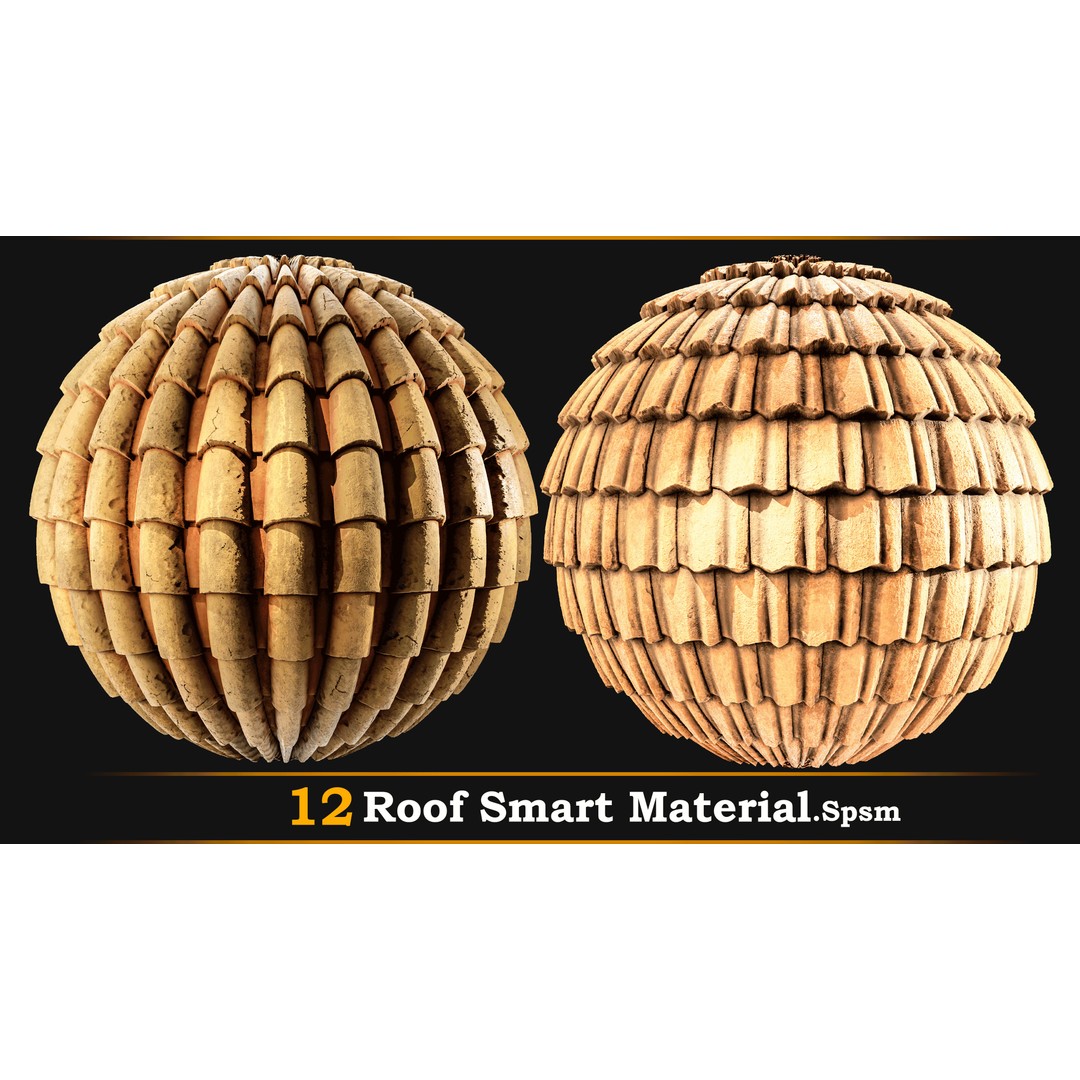 Stylized Roof Smart Material 3D Model – 12 High-Quality Textures, SPSM - View 9
