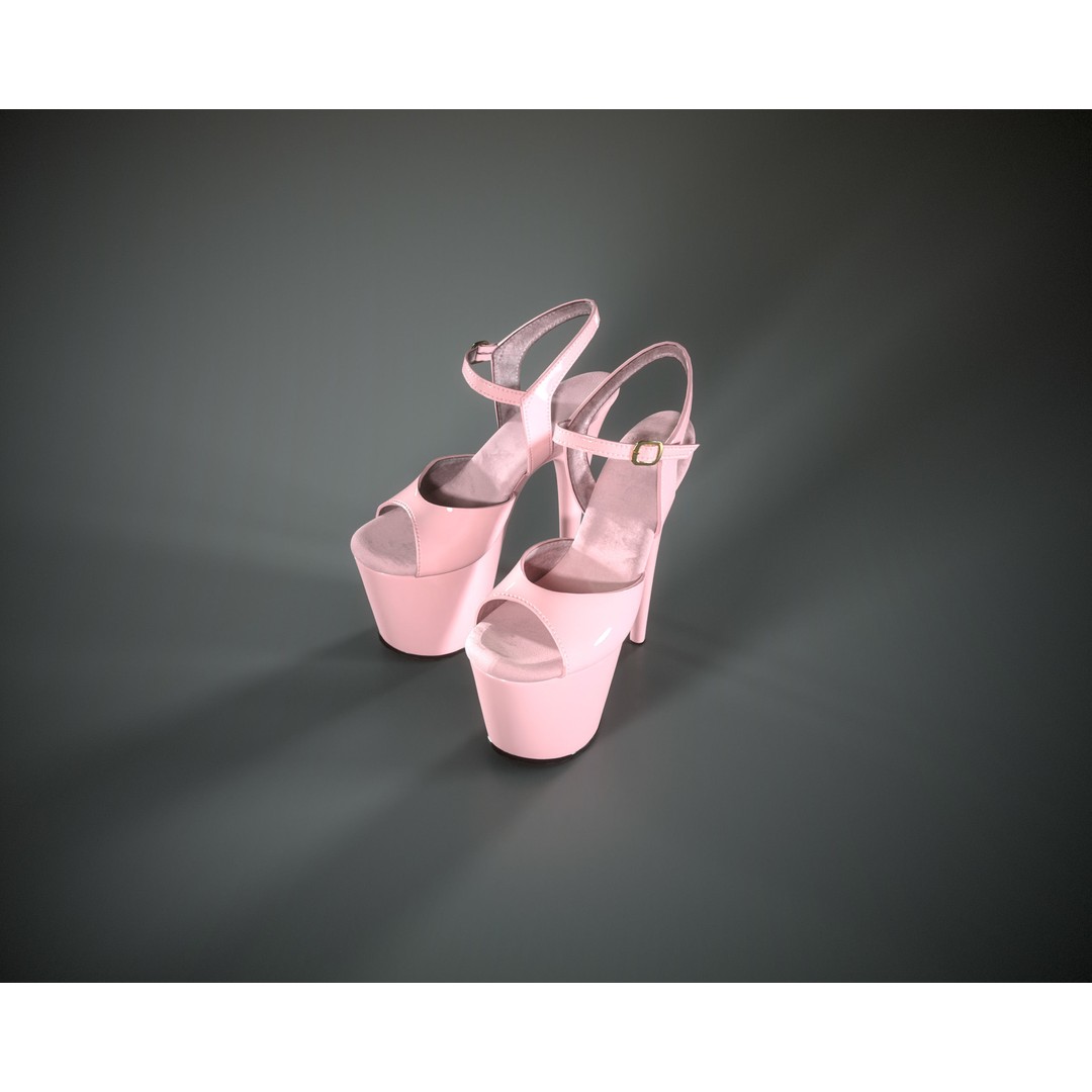 Stiletto Platform Shoes 3D Model – Low Poly Game Asset, FBX - View 14