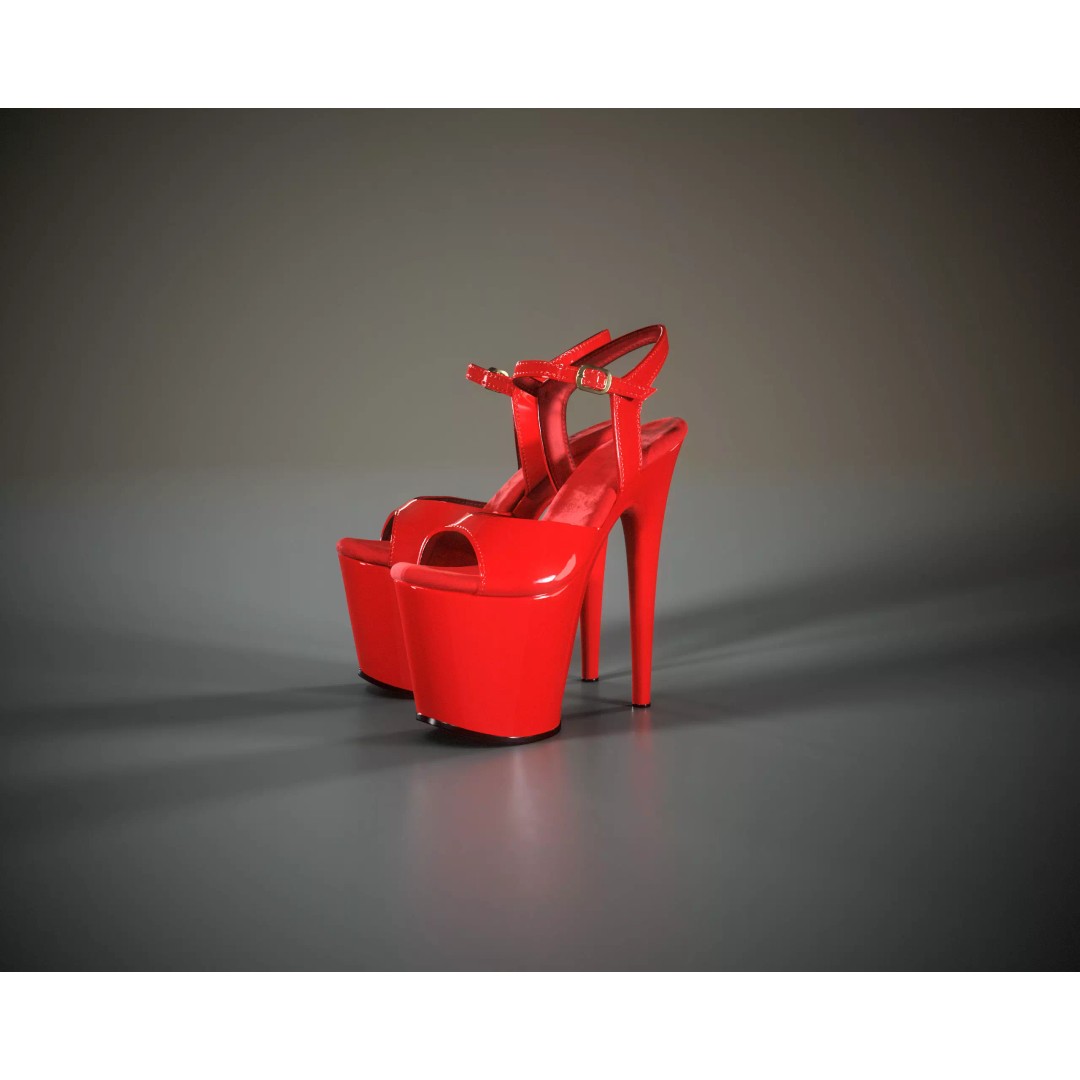 Stiletto Platform Shoes 3D Model – Low Poly Game Asset, FBX - View 2