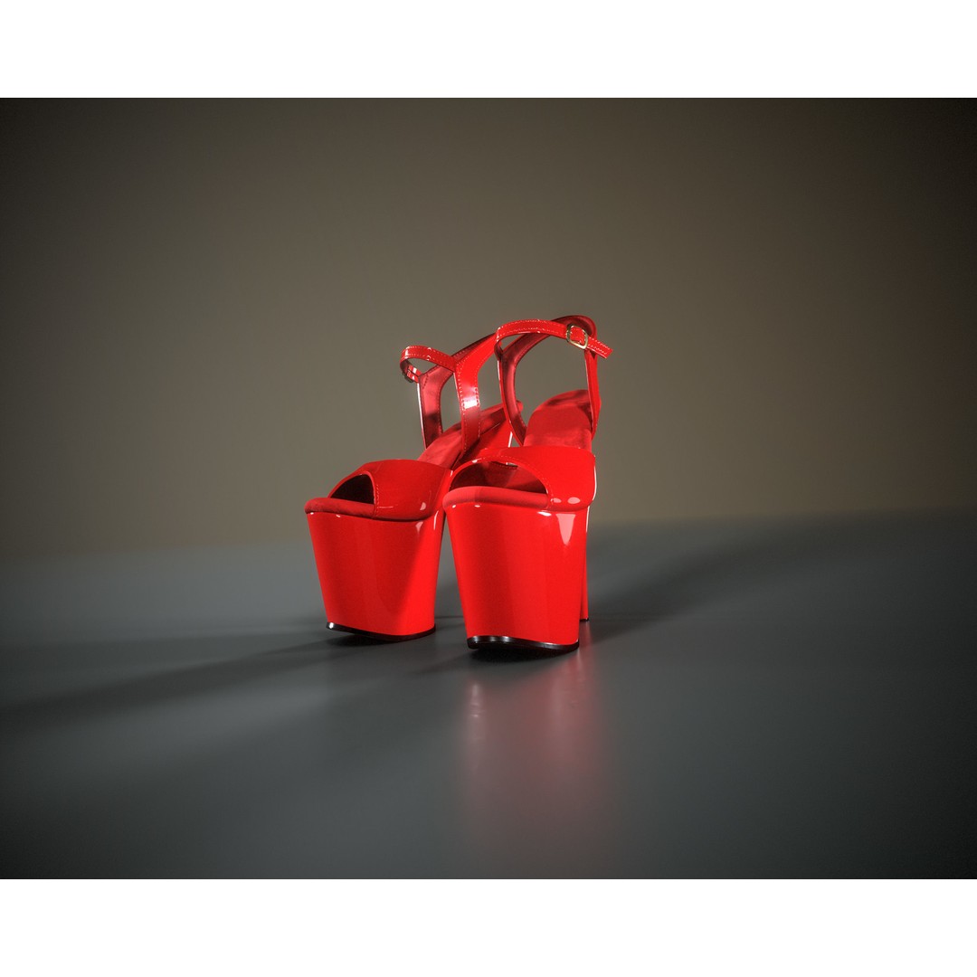 Stiletto Platform Shoes 3D Model – Low Poly Game Asset, FBX - View 3