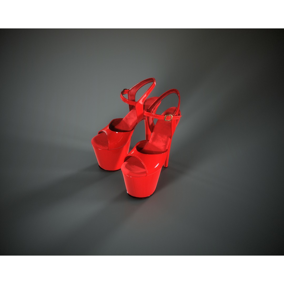 Stiletto Platform Shoes 3D Model – Low Poly Game Asset, FBX - View 4