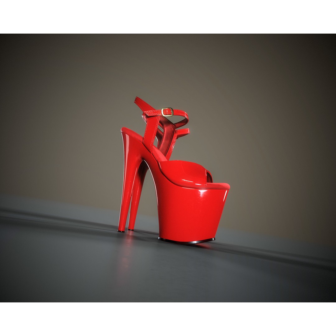 Stiletto Platform Shoes 3D Model – Low Poly Game Asset, FBX - View 5
