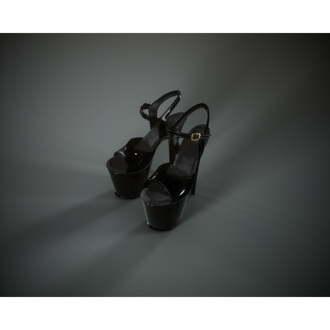 Stiletto Platform Shoes 3D Model – Low Poly Game Asset, FBX - View 9