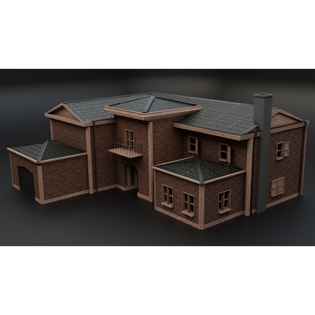 American Villas 3D Model – Low-Poly Architectural Asset, FBX & Blender - View 11