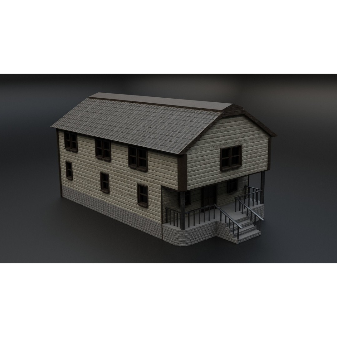 American Villas 3D Model – Low-Poly Architectural Asset, FBX & Blender - View 13