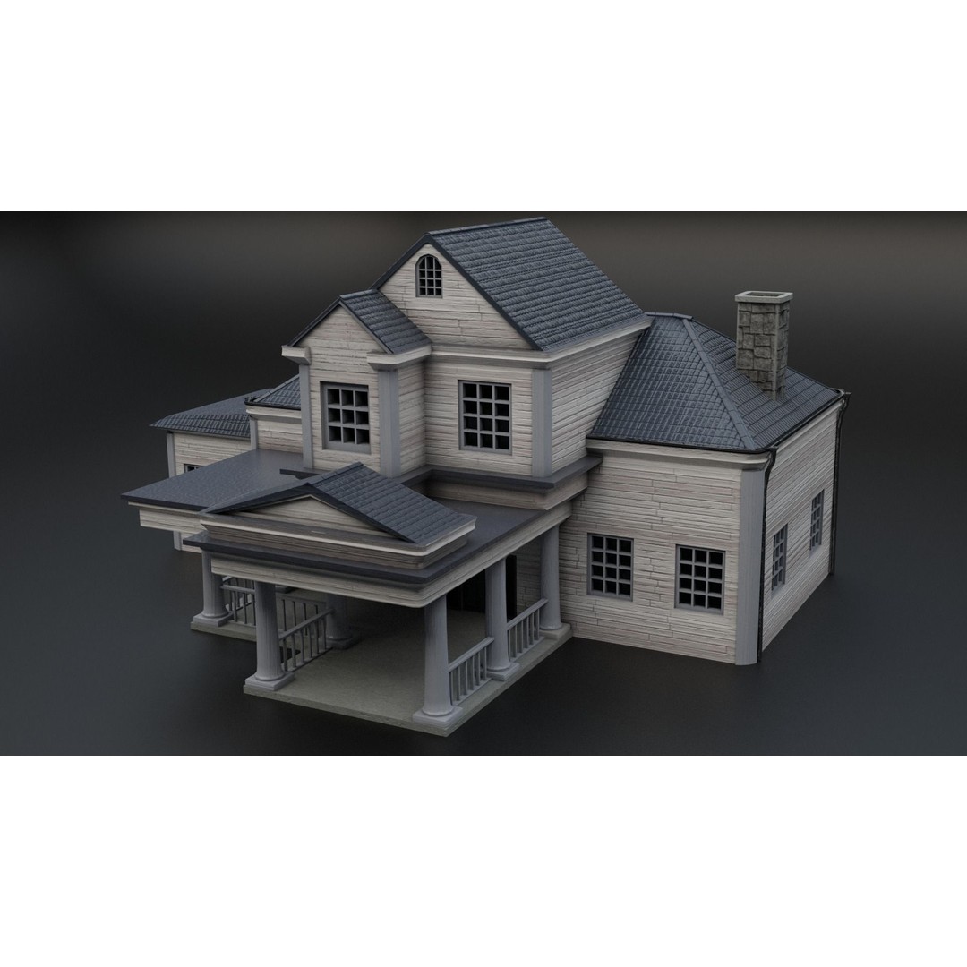 American Villas 3D Model – Low-Poly Architectural Asset, FBX & Blender - View 14