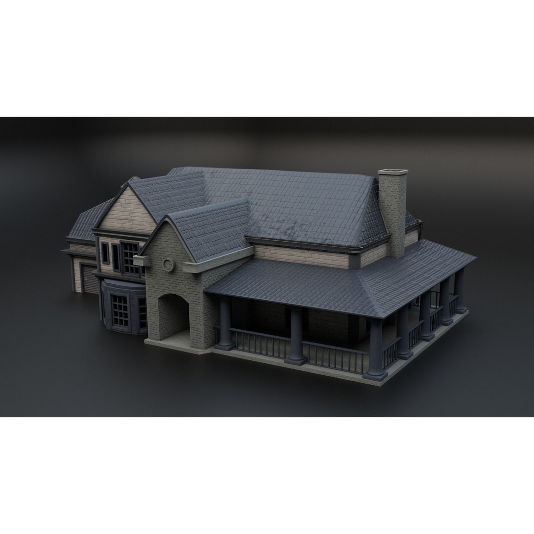 American Villas 3D Model – Low-Poly Architectural Asset, FBX & Blender - View 17