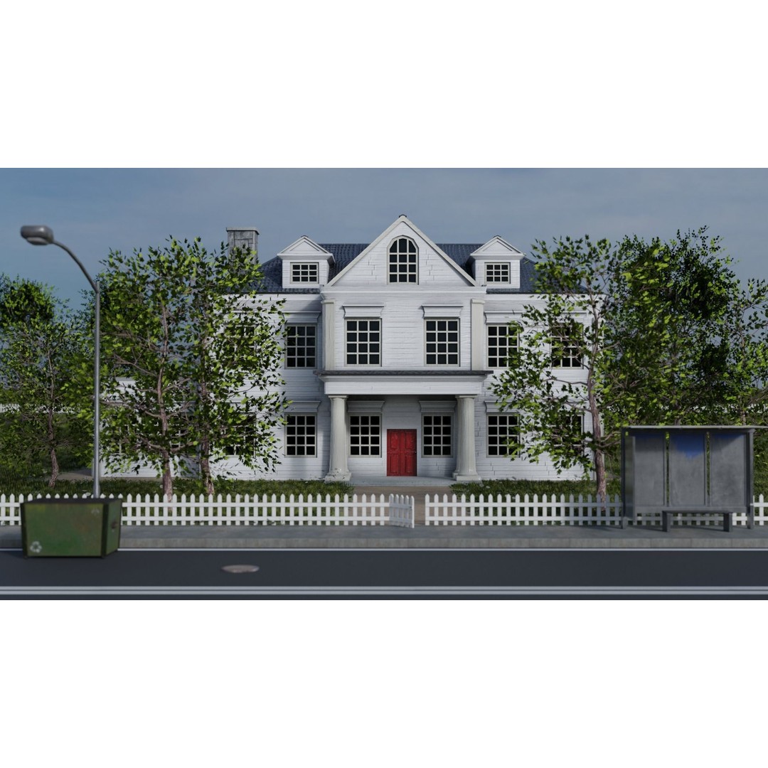 American Villas 3D Model – Low-Poly Architectural Asset, FBX & Blender - View 21
