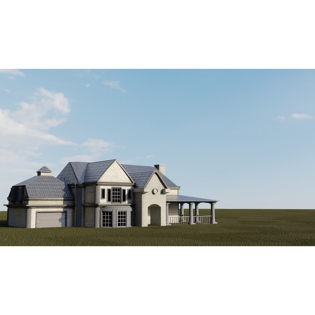 American Villas 3D Model – Low-Poly Architectural Asset, FBX & Blender - View 22