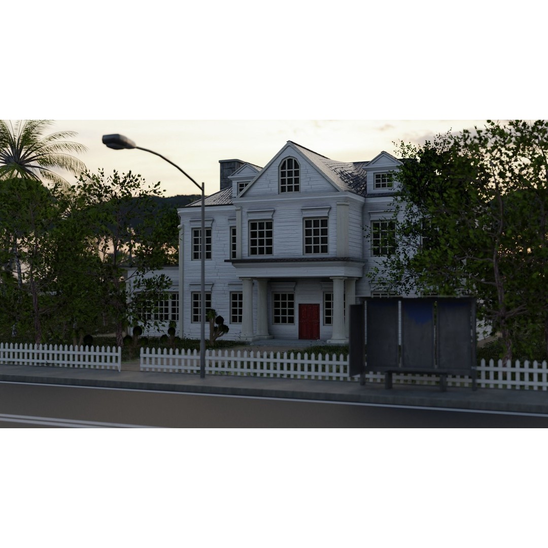 American Villas 3D Model – Low-Poly Architectural Asset, FBX & Blender - View 29
