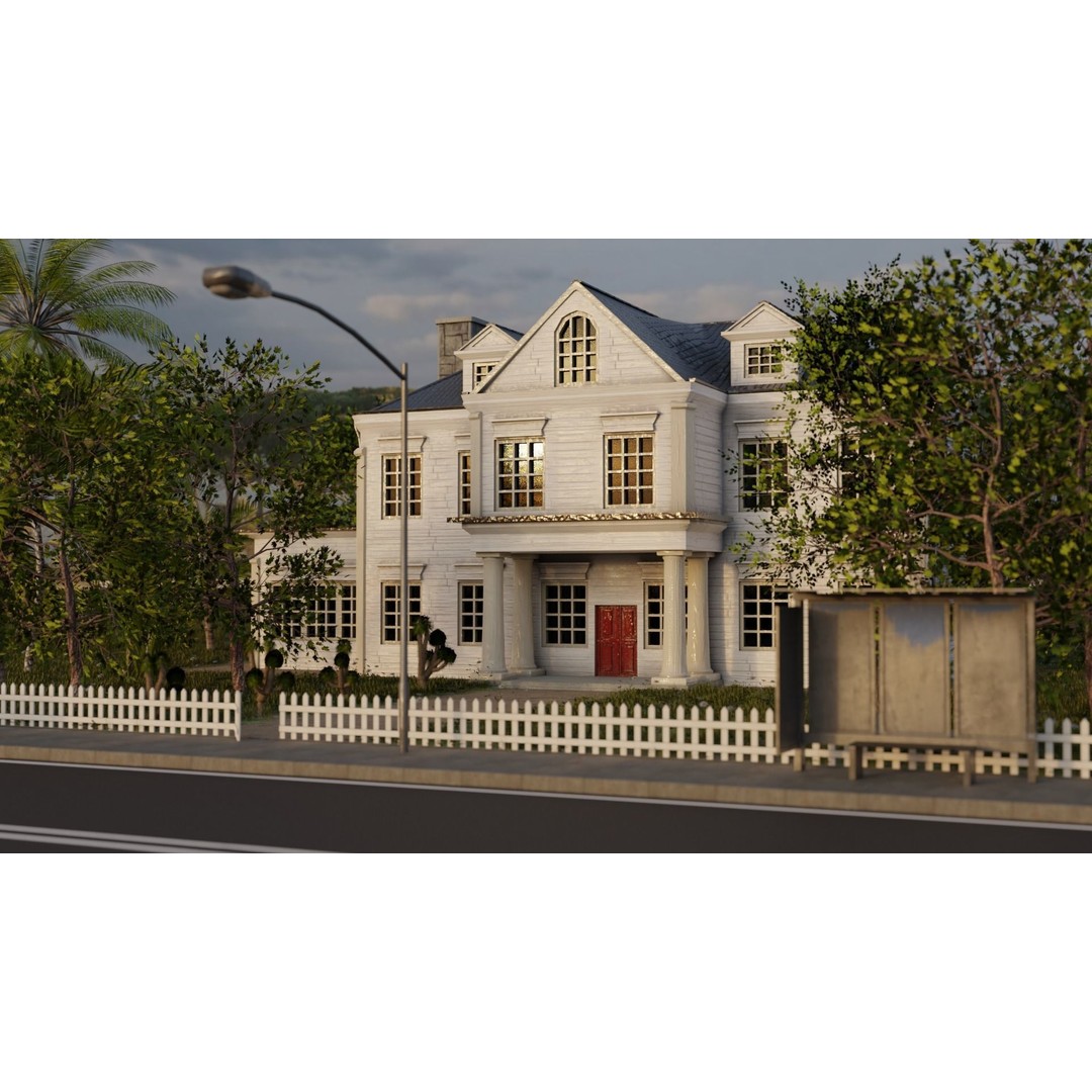 American Villas 3D Model – Low-Poly Architectural Asset, FBX & Blender - View 30