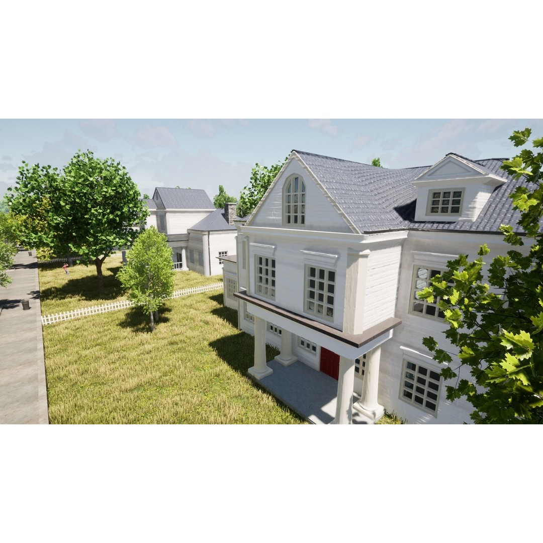 American Villas 3D Model – Low-Poly Architectural Asset, FBX & Blender - View 32