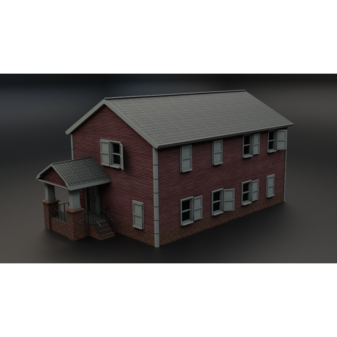 American Villas 3D Model – Low-Poly Architectural Asset, FBX & Blender - View 6