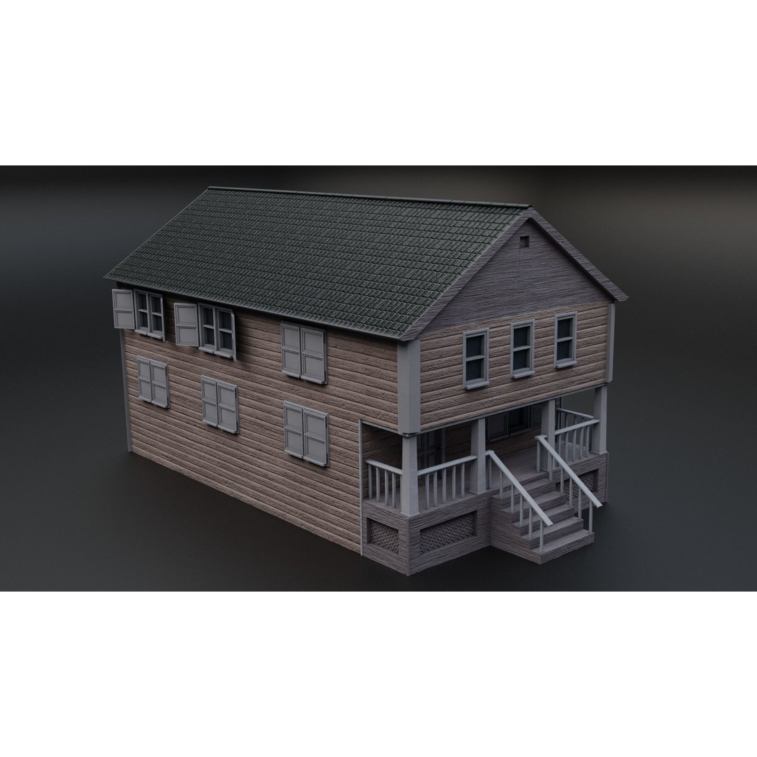 American Villas 3D Model – Low-Poly Architectural Asset, FBX & Blender - View 7