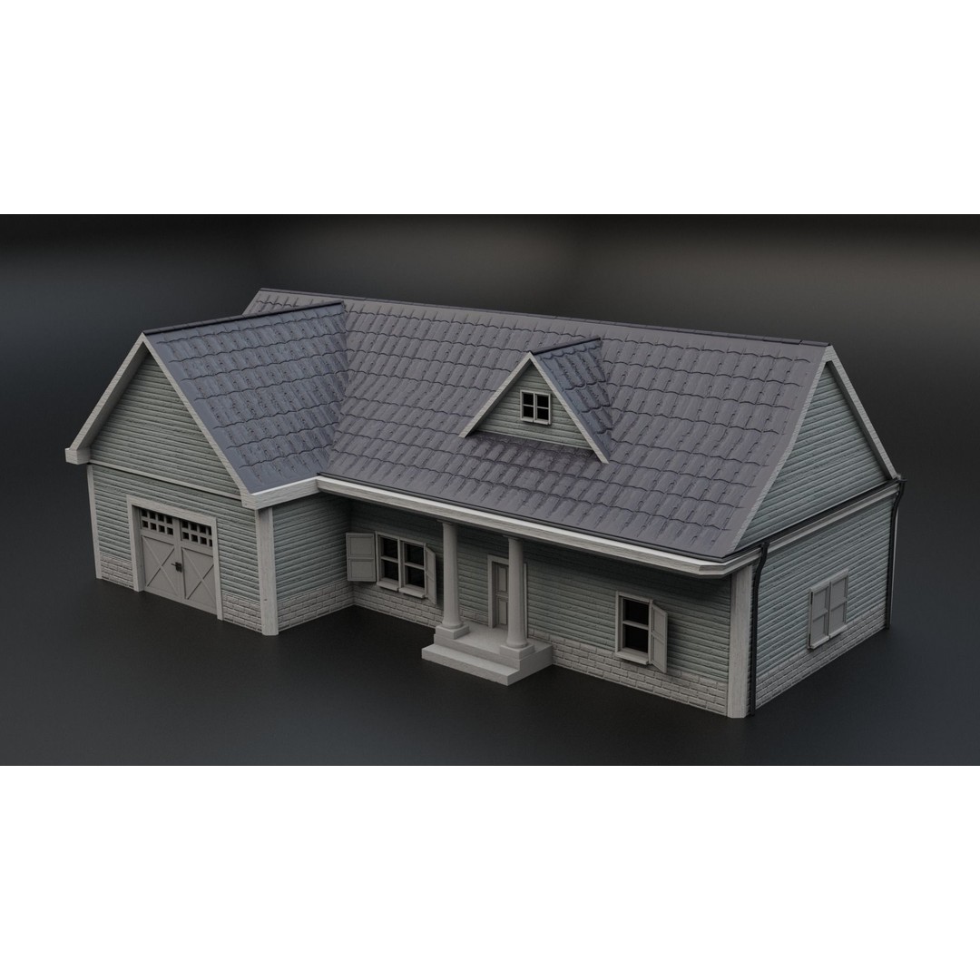 American Villas 3D Model – Low-Poly Architectural Asset, FBX & Blender - View 9
