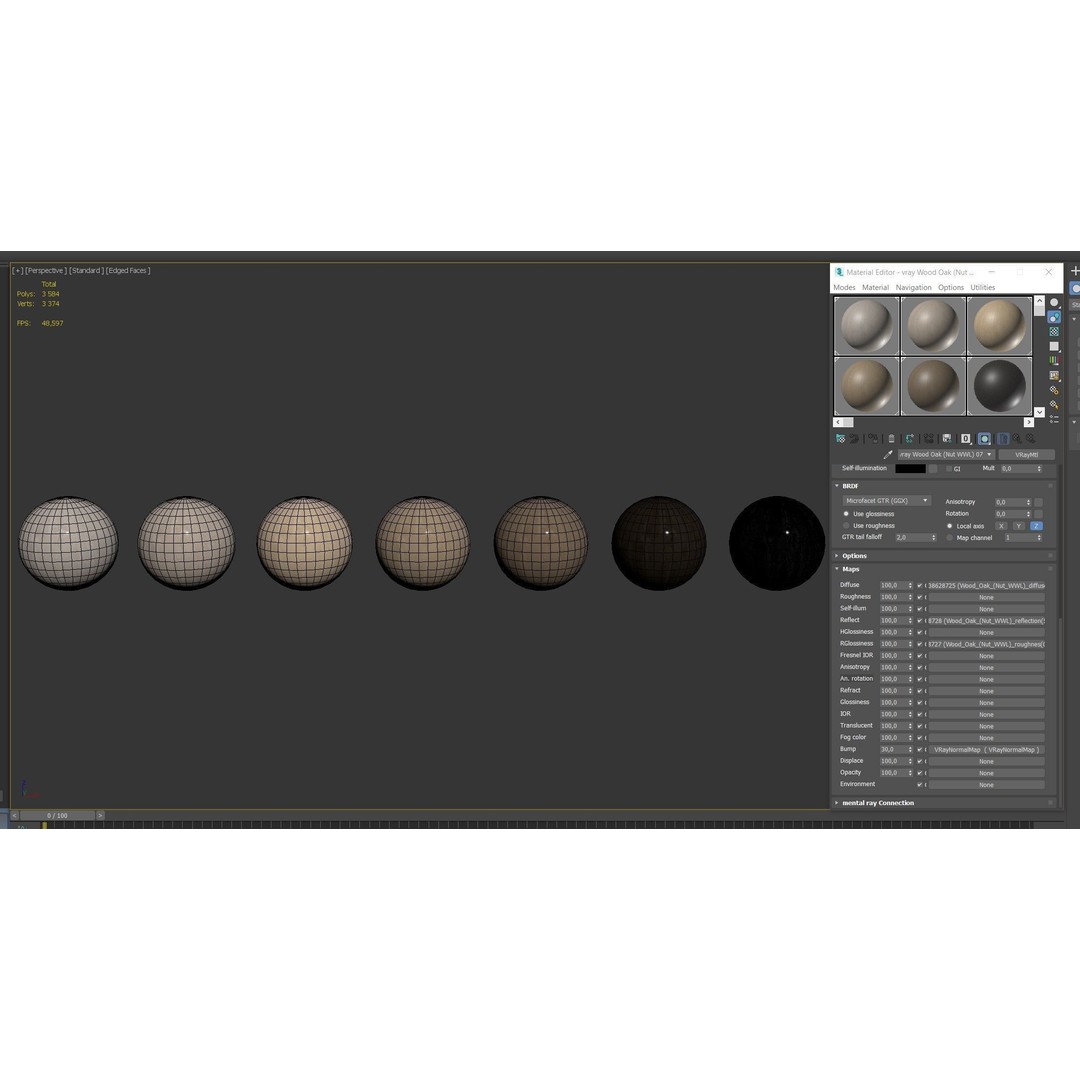 Oak Wood Materials 3D Model – PBR Textures in 7 Colors, FBX, OBJ - View 12