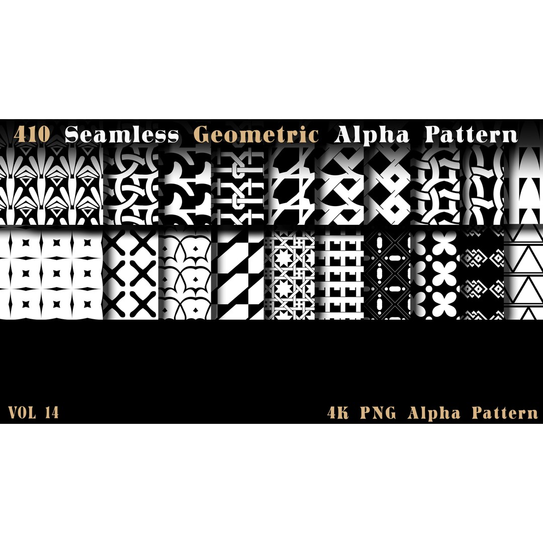 410 Seamless Geometric Pattern 3D Model – 4K Textures, PNG Alphas