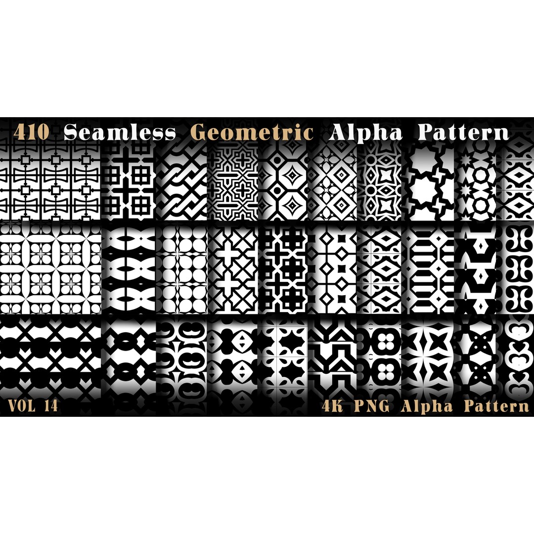 410 Seamless Geometric Pattern 3D Model – 4K Textures, PNG Alphas - View 11
