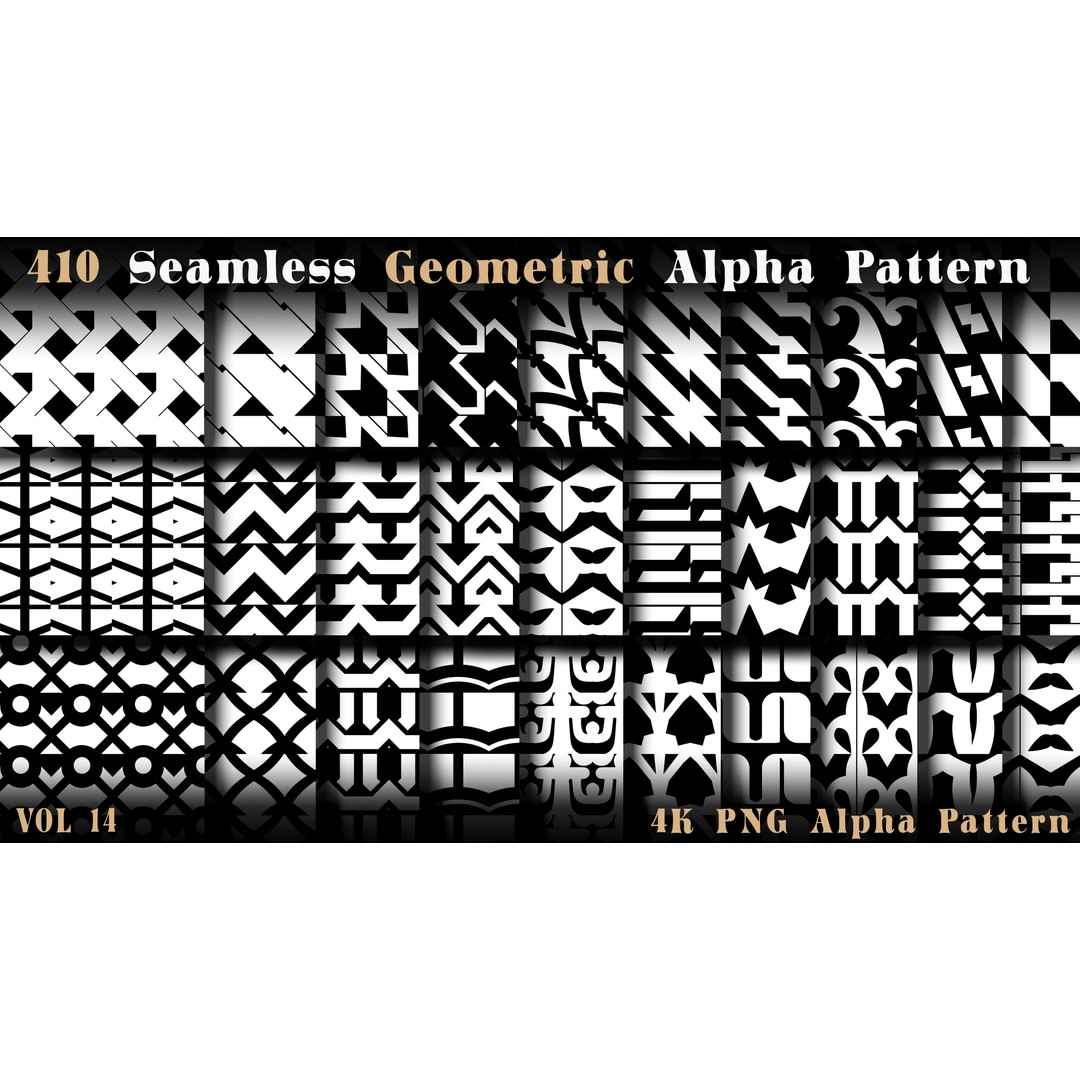 410 Seamless Geometric Pattern 3D Model – 4K Textures, PNG Alphas - View 13