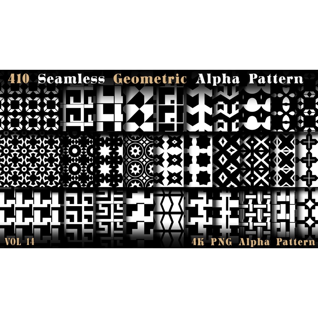 410 Seamless Geometric Pattern 3D Model – 4K Textures, PNG Alphas - View 14