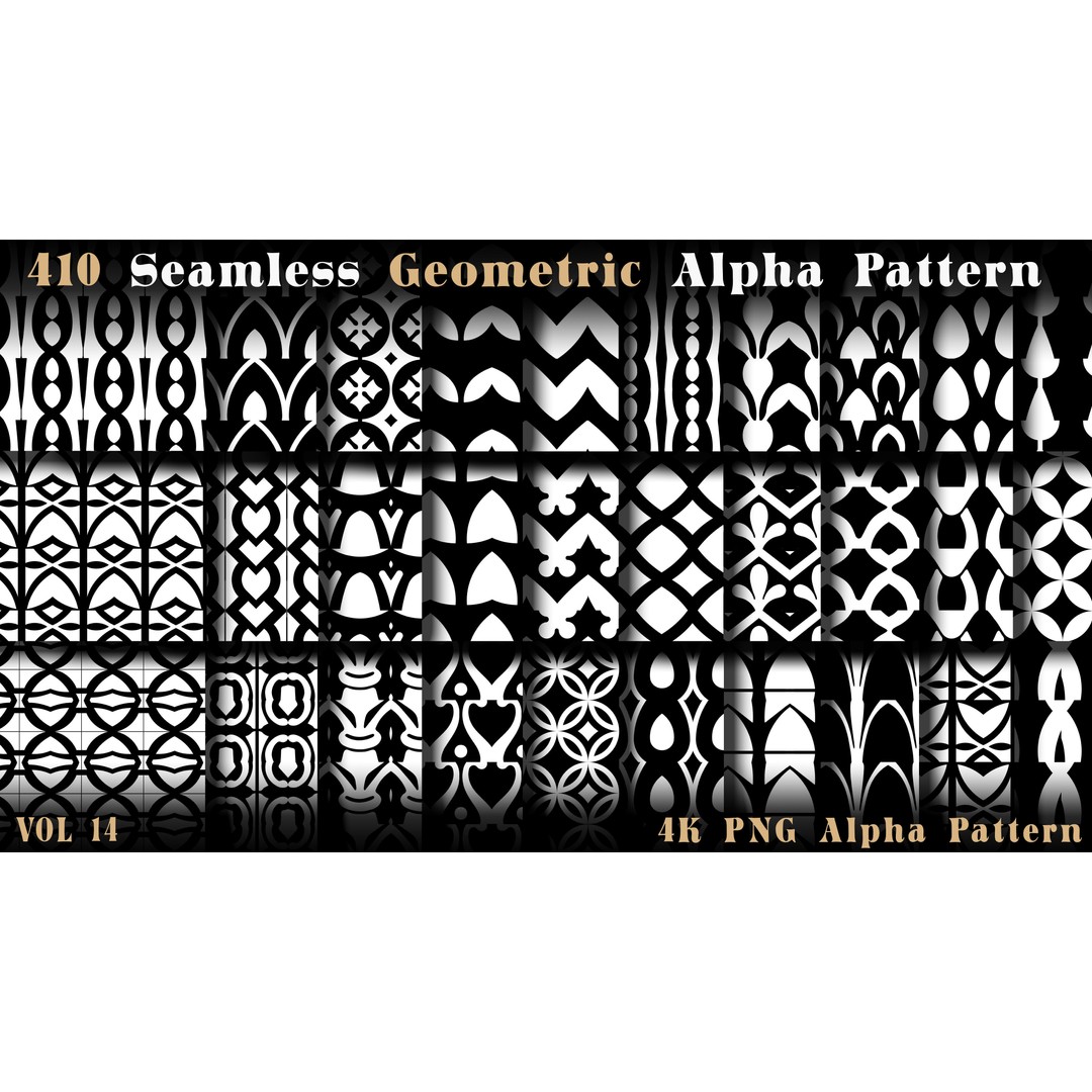 410 Seamless Geometric Pattern 3D Model – 4K Textures, PNG Alphas - View 7