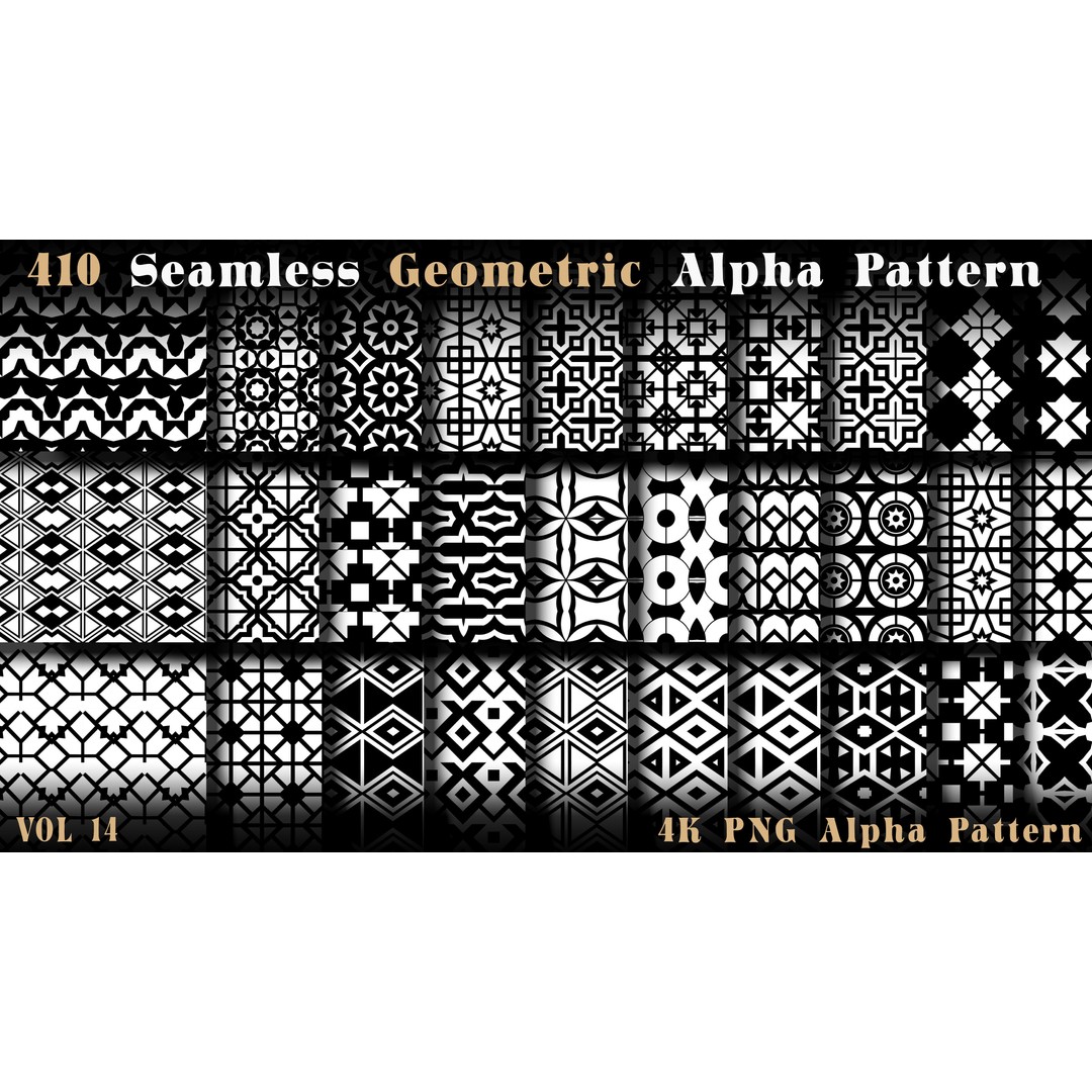 410 Seamless Geometric Pattern 3D Model – 4K Textures, PNG Alphas - View 9