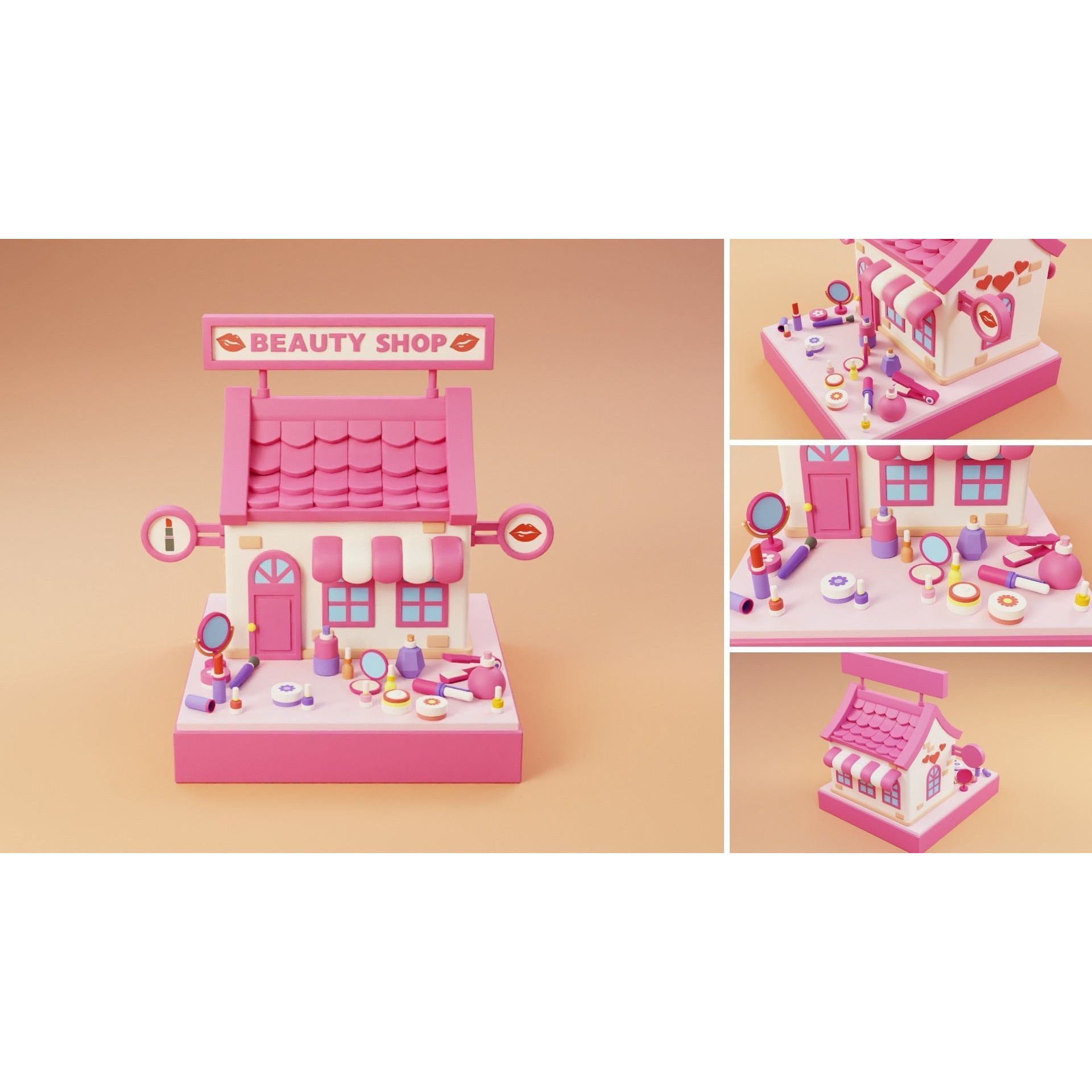 Cartoon Stores Eateries Islands Exteriors 2 - Low-Poly 3D Model - View 10