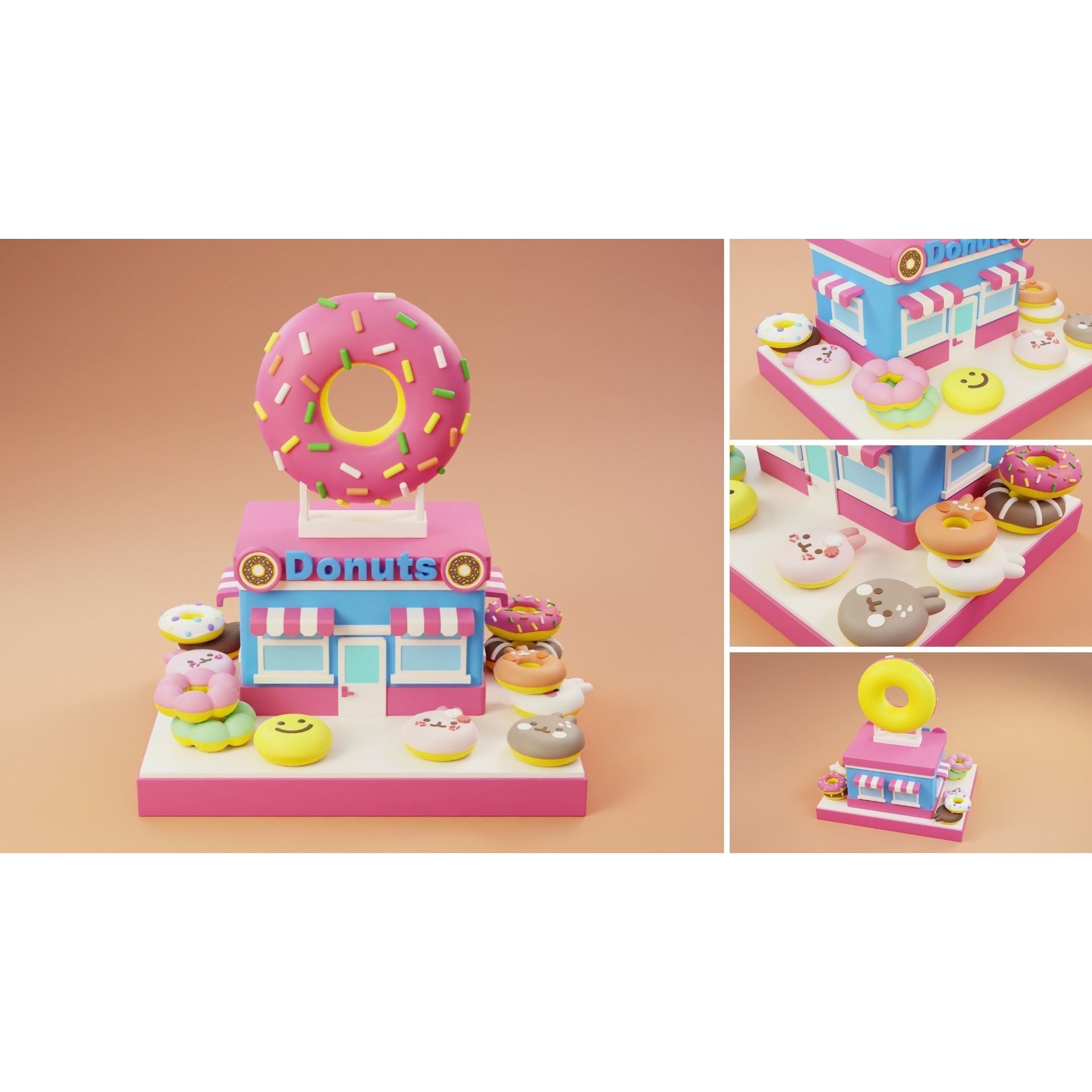 Cartoon Stores Eateries Islands Exteriors 2 - Low-Poly 3D Model - View 7