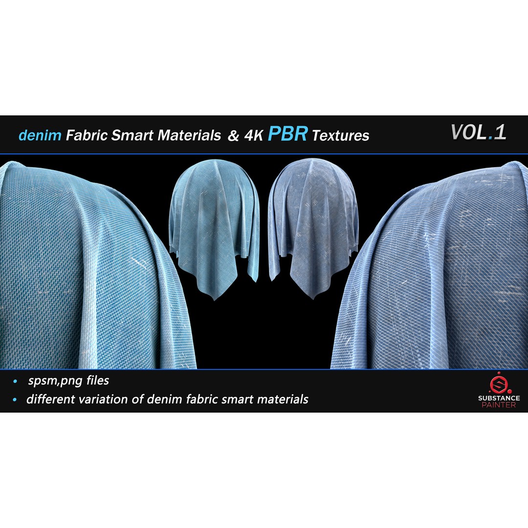 Denim Fabric Smart Material Bundle – 30 High-Quality PBR Textures - View 3
