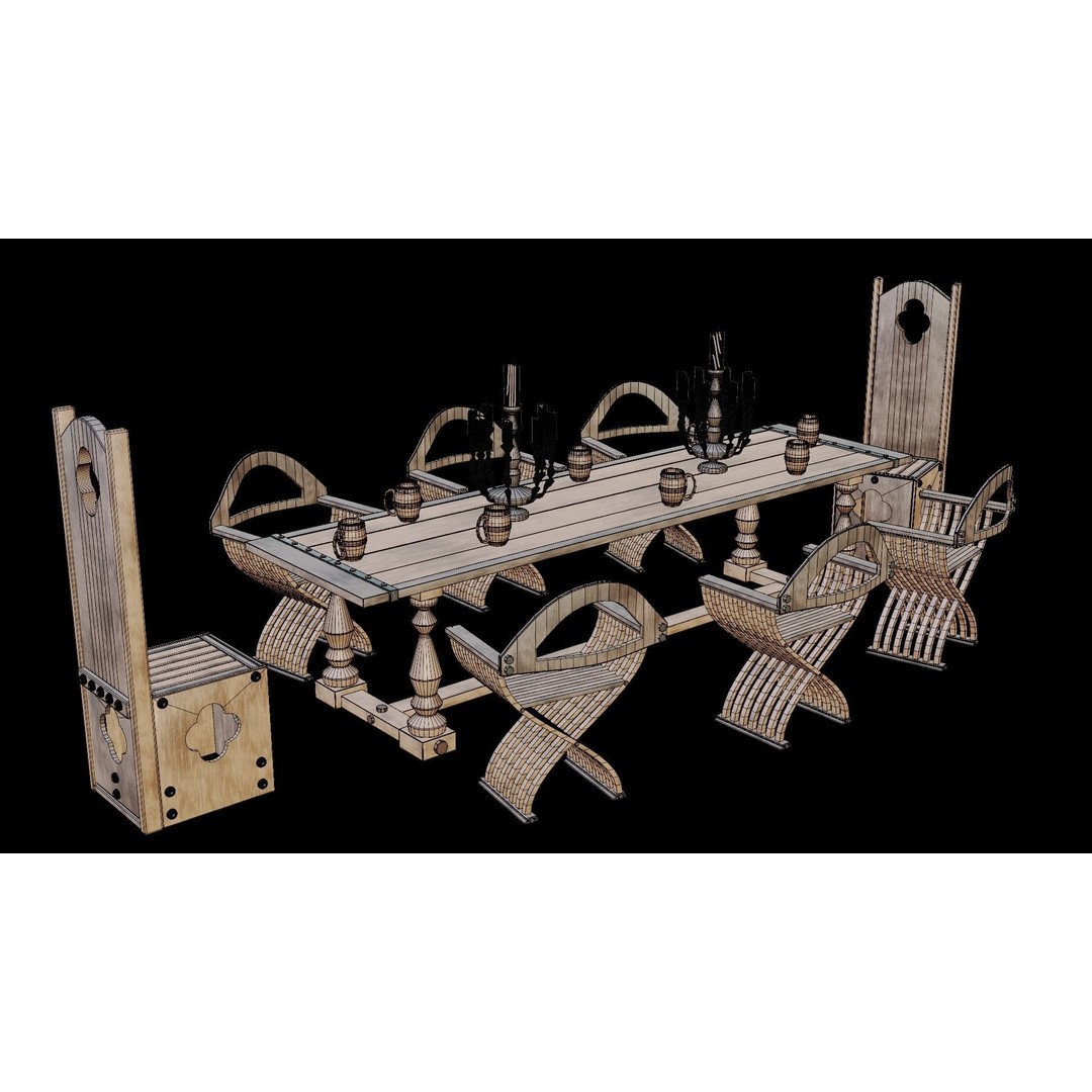 Wood Furniture 3D Model – PBR Low Poly Game Asset, FBX, OBJ